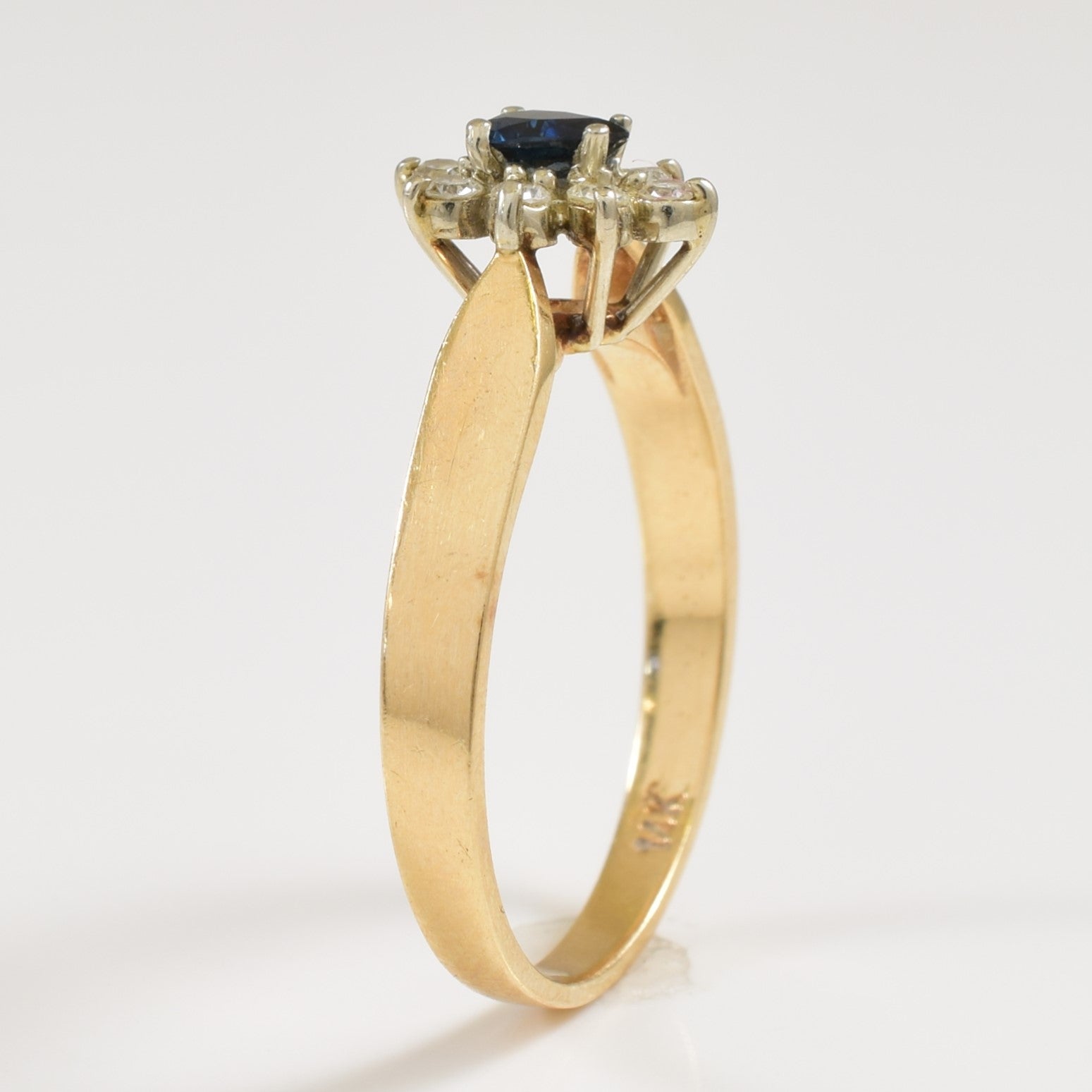 Sapphire & Diamond Halo Ring | 0.20ct, 0.12ctw | SZ 6 |