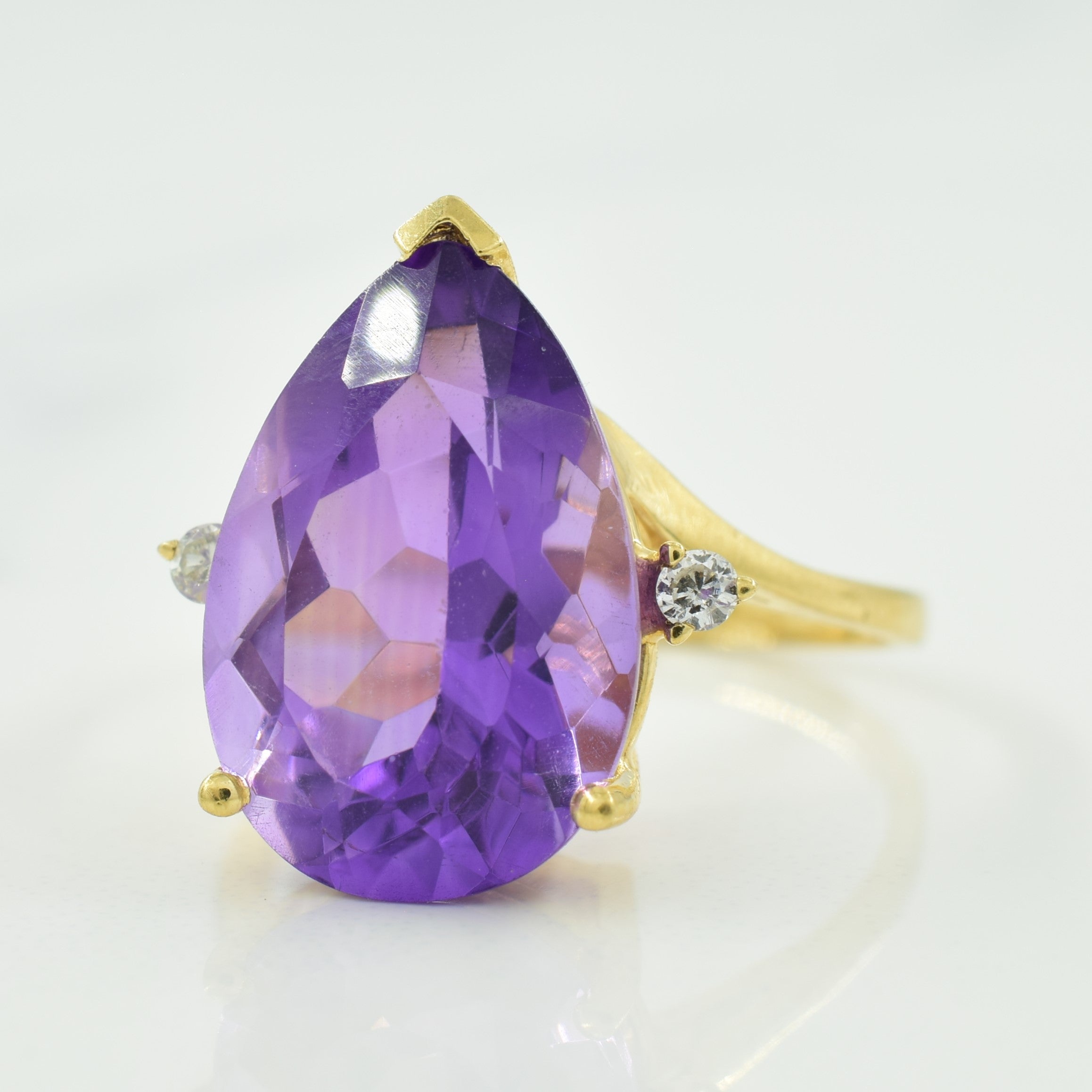 Amethyst & Diamond Bypass Cocktail Ring | 5.00ct, 0.04ctw | SZ 6.5 |