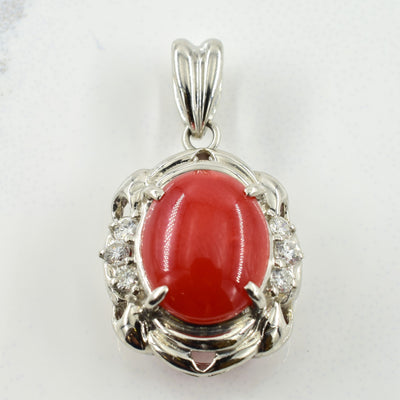 Coral & Diamond Pendant | 1.70ct, 0.11ctw |