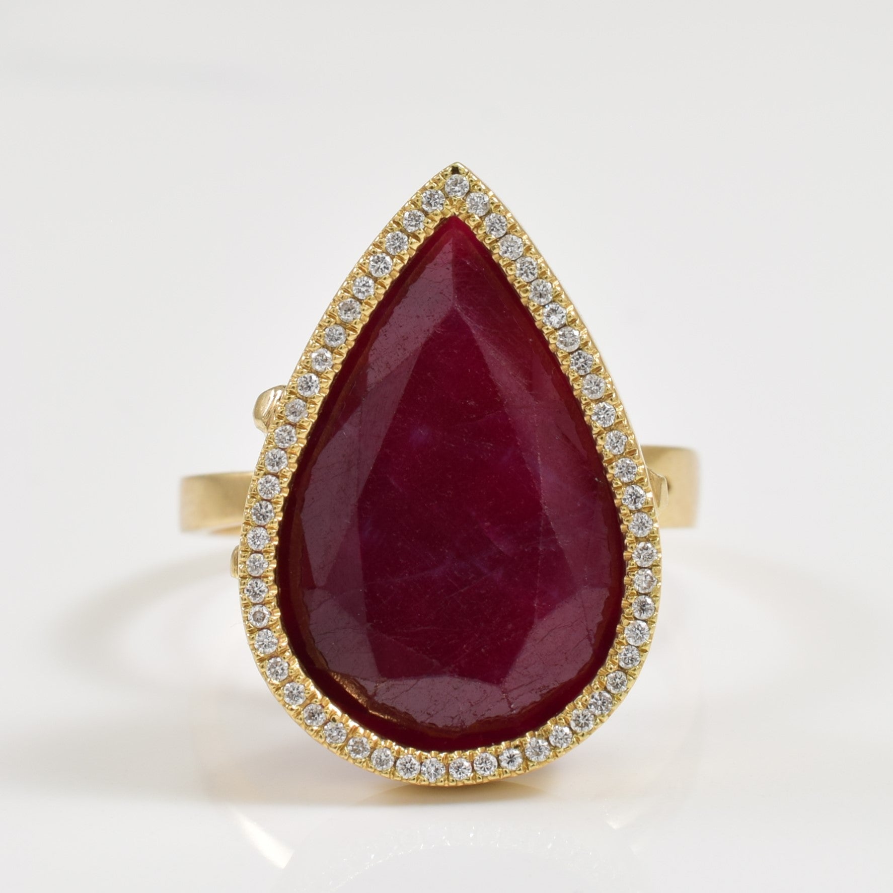 Ruby & Diamond Halo Ring | 10.00ct, 0.22ctw | SZ 6.75 |