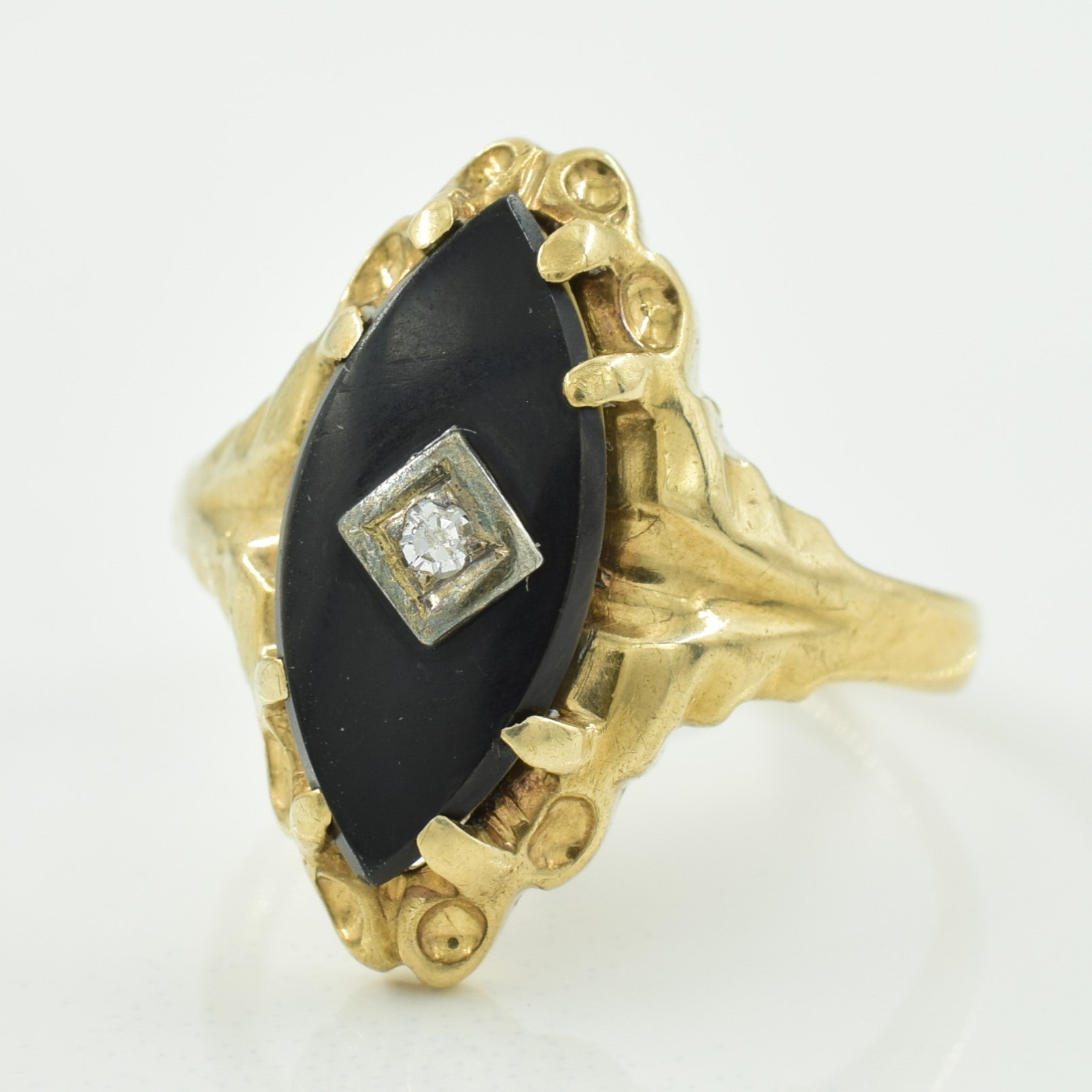 Black Onyx & Diamond Ring | 1.20ct, 0.02ct | SZ 4.75 |