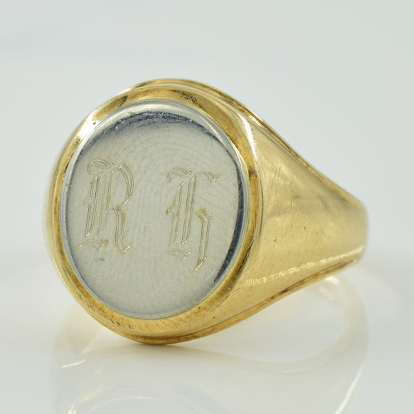 10k Two Tone Gold 'RG' Initialed Signet Ring | SZ 10.25 |