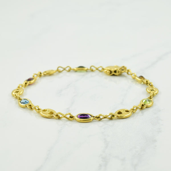 18k Yellow Gold Multi Gemstone Bracelet | 3.00ctw | 7.5