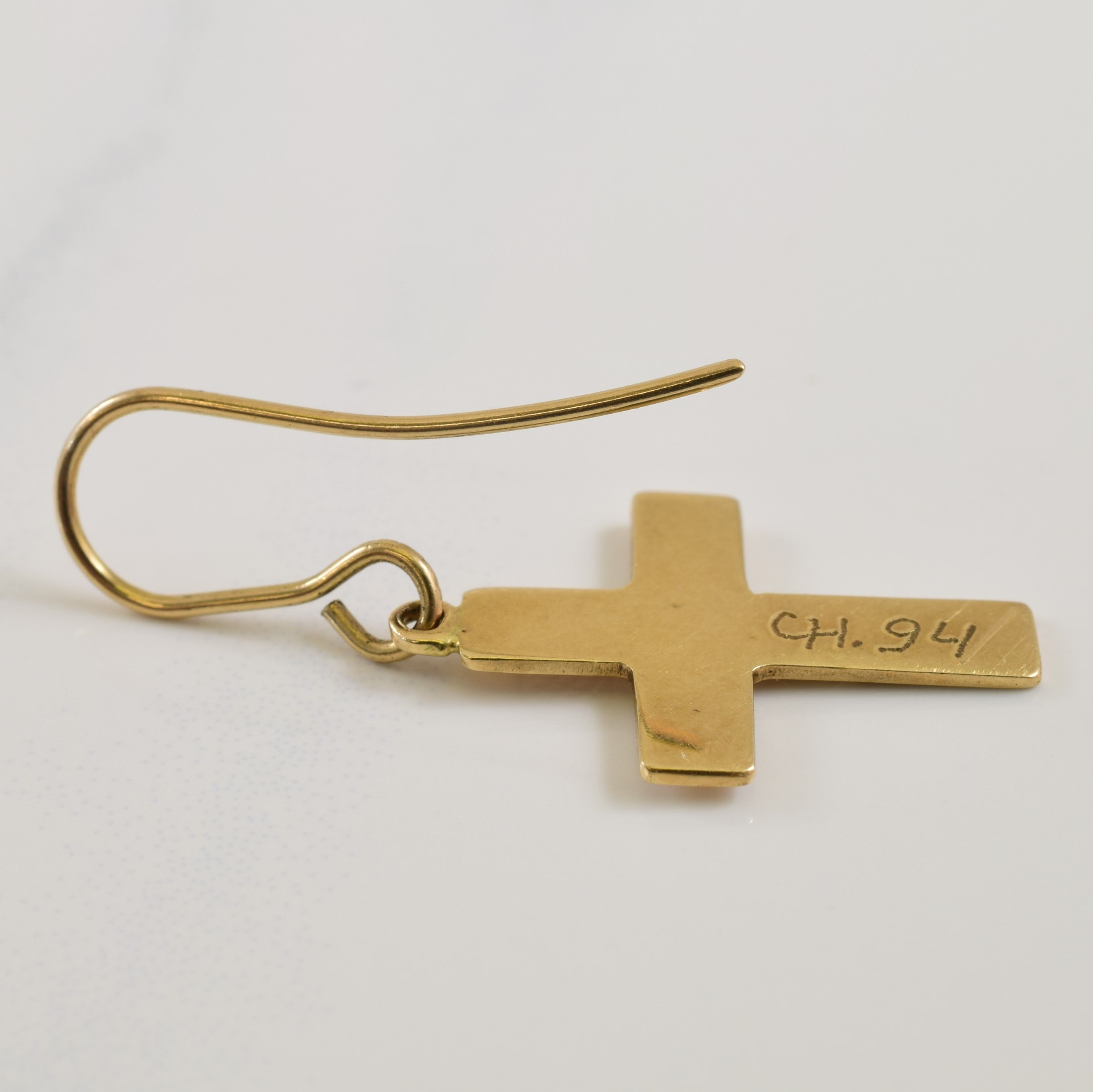 14k Yellow Gold Indigenous Art Drop Cross Earrings |