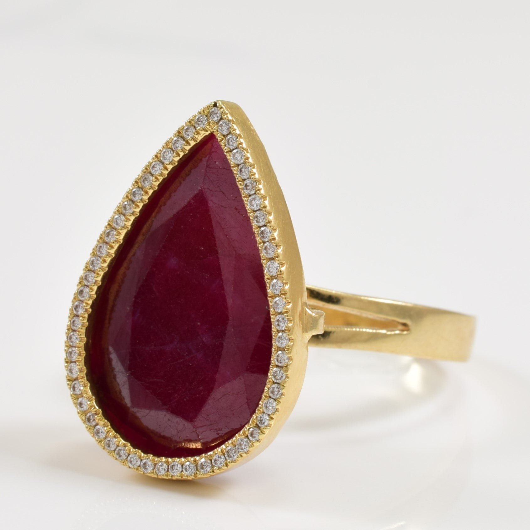 Ruby & Diamond Halo Ring | 10.00ct, 0.22ctw | SZ 6.75 |