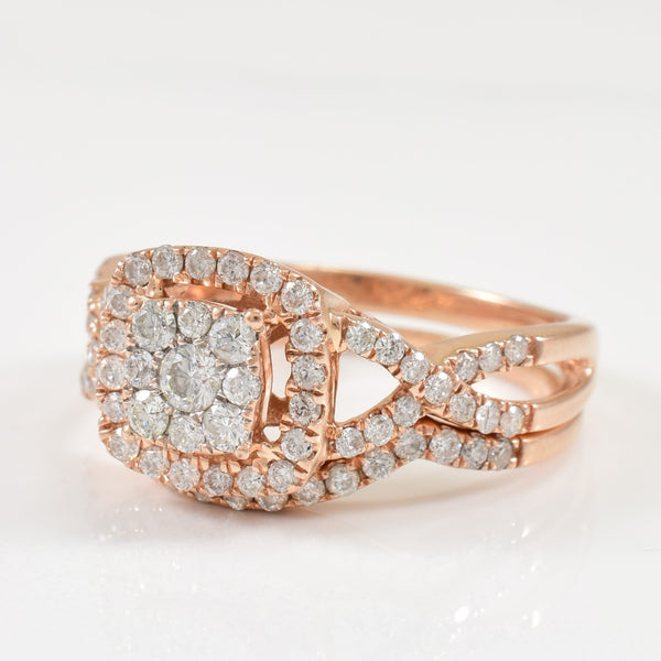 Rose Gold Diamond Engagement Ring Set | 0.90ctw | SZ 9.25 |