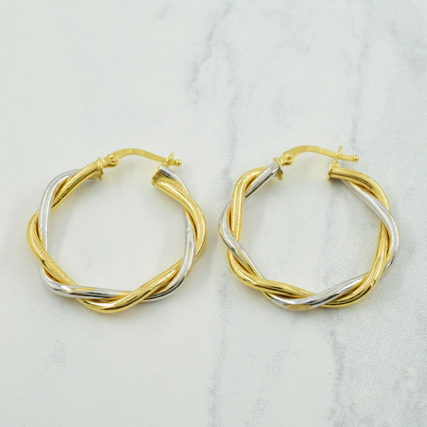 18k Two Tone Gold Hoop Earrings |