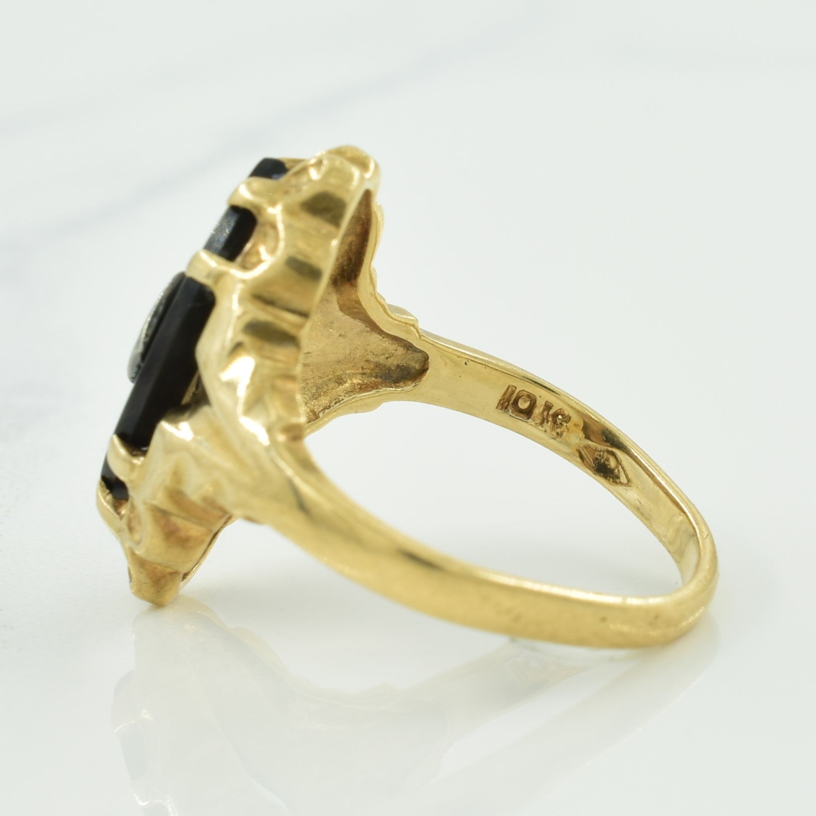 Black Onyx & Diamond Ring | 1.20ct, 0.02ct | SZ 4.75 |