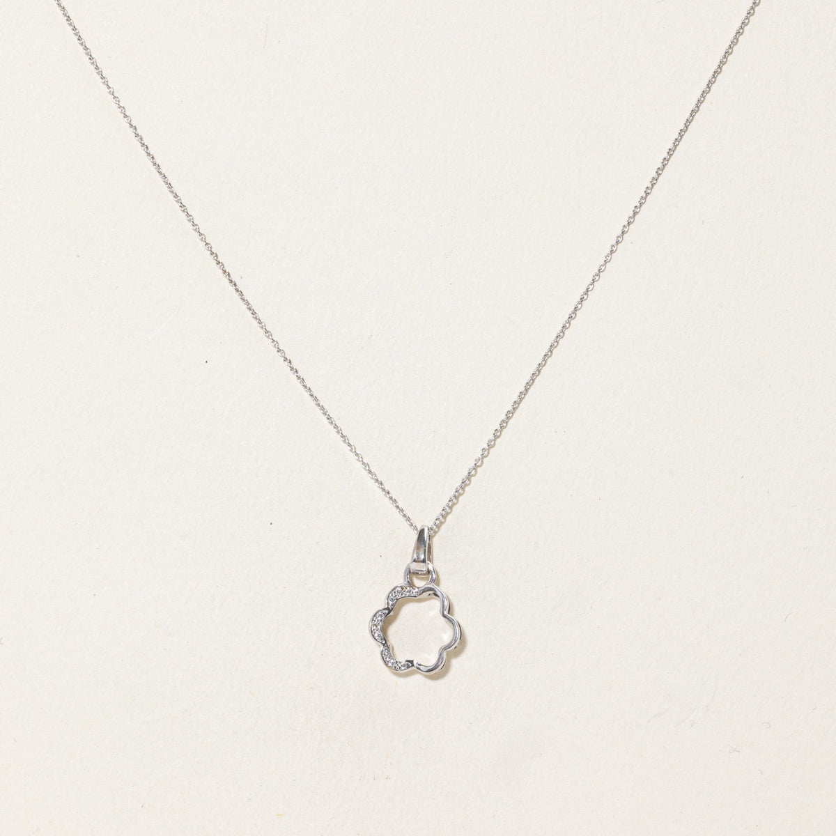 18k Accent Diamond Floral Pendant Necklace | 16"