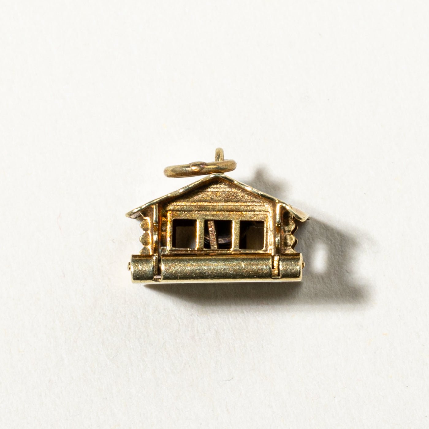 14k Yellow Gold Kinetic Log Cabin Charm