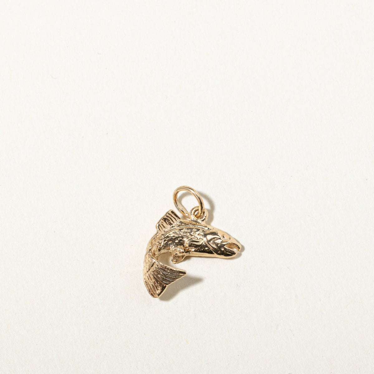 10k Yellow Gold Textured Salmon Charm