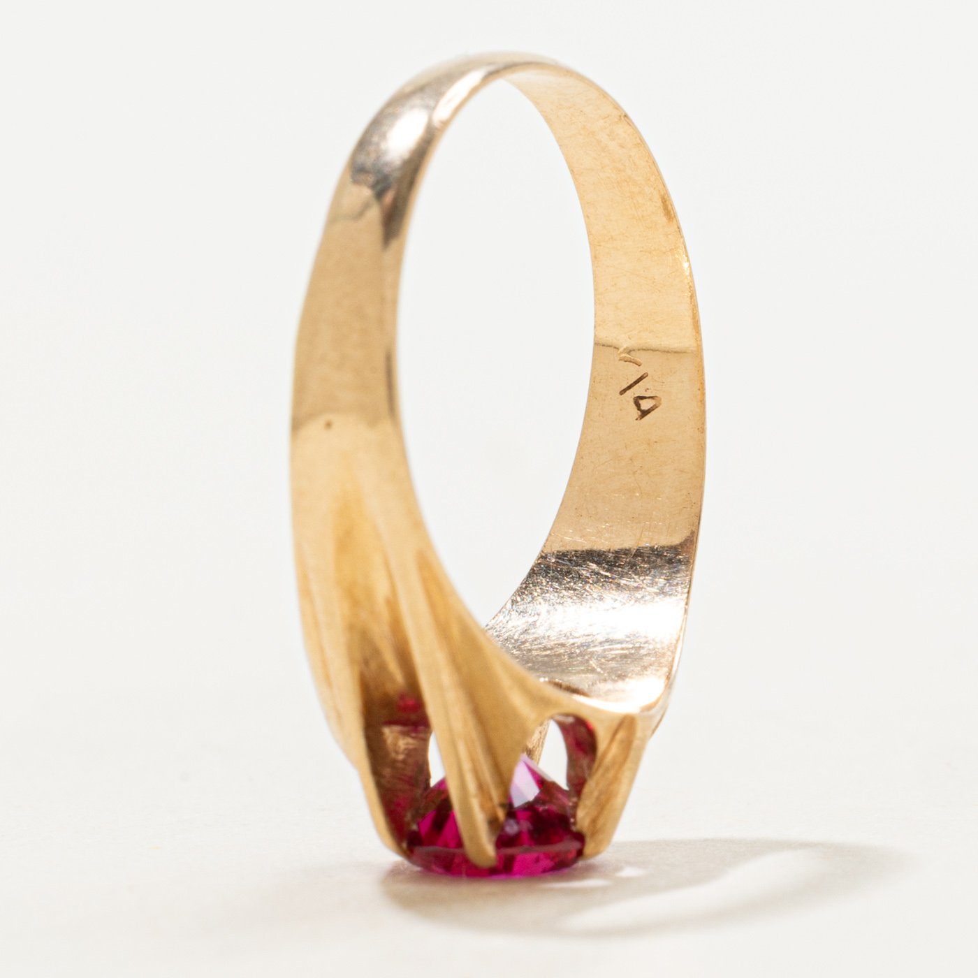 14K Ring with Synthetic Ruby