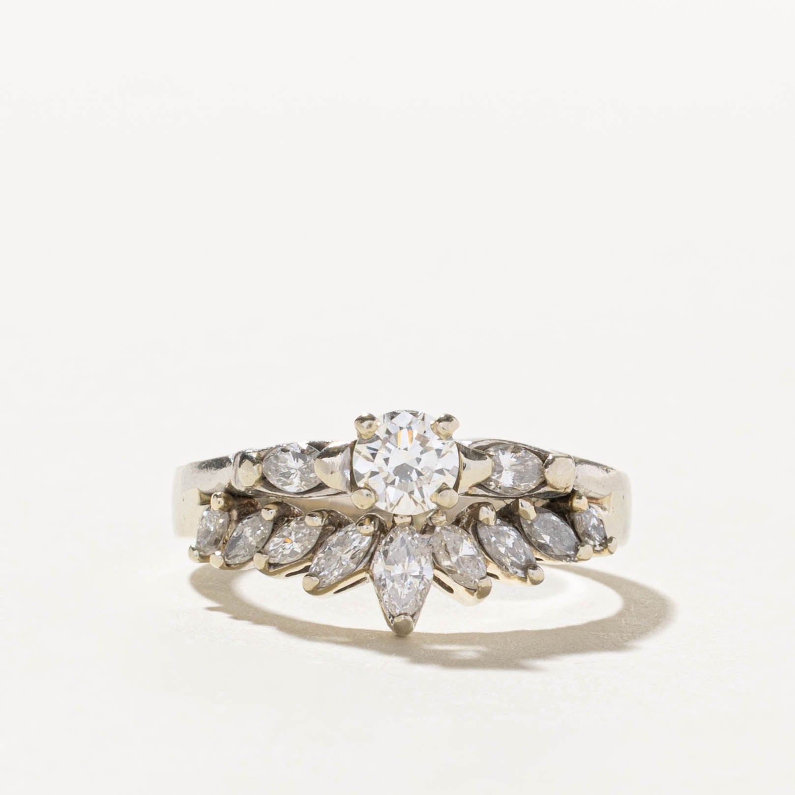 14k Marquise Cut Diamond Spray Guard Ring | 1.65ctw | SZ 8.5