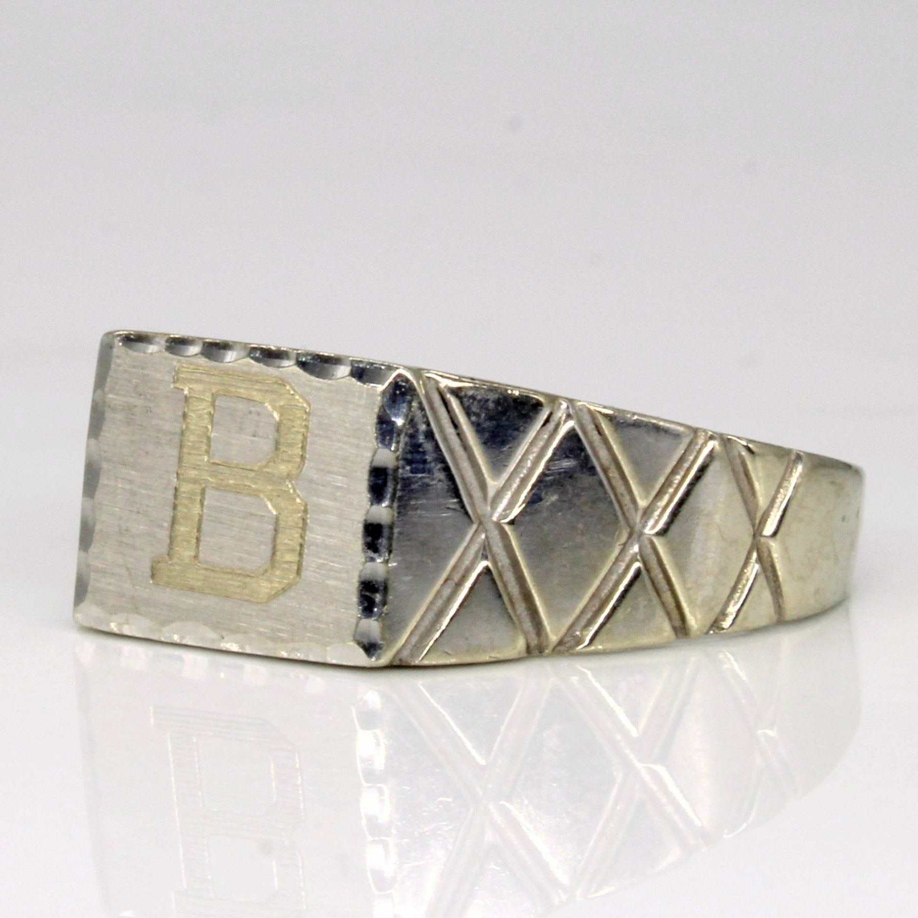 10 White Gold 'B' Initial Ring | SZ 9.25 | - 100 Ways