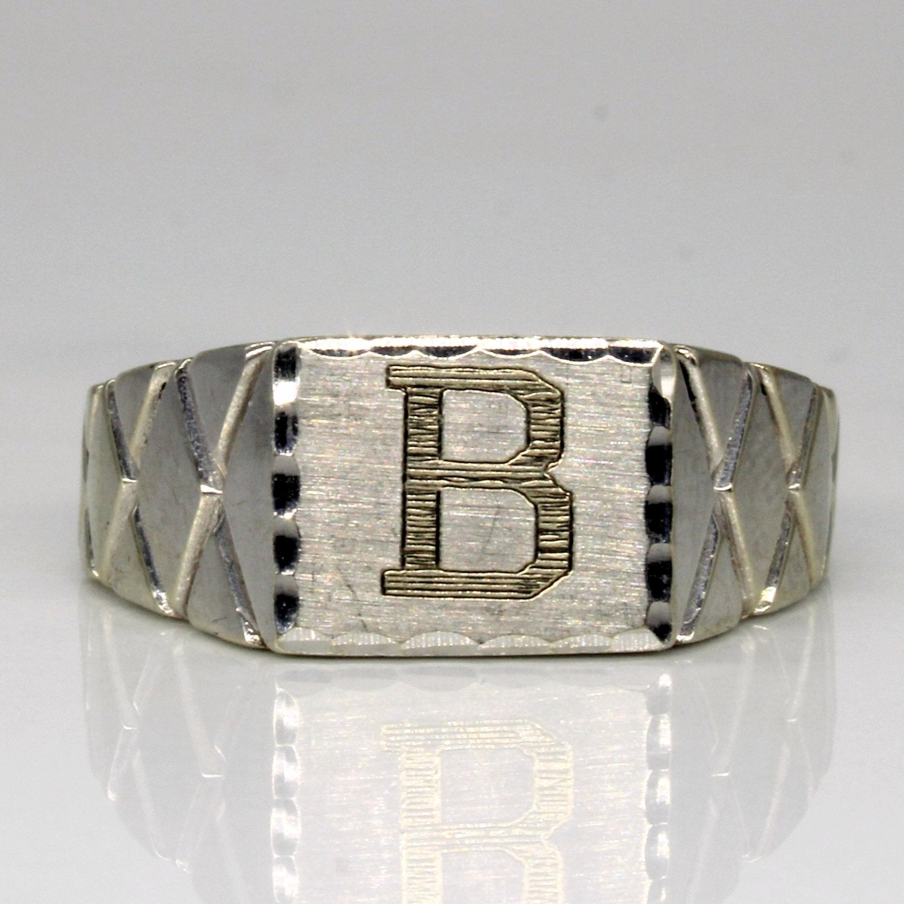 10 White Gold 'B' Initial Ring | SZ 9.25 | - 100 Ways