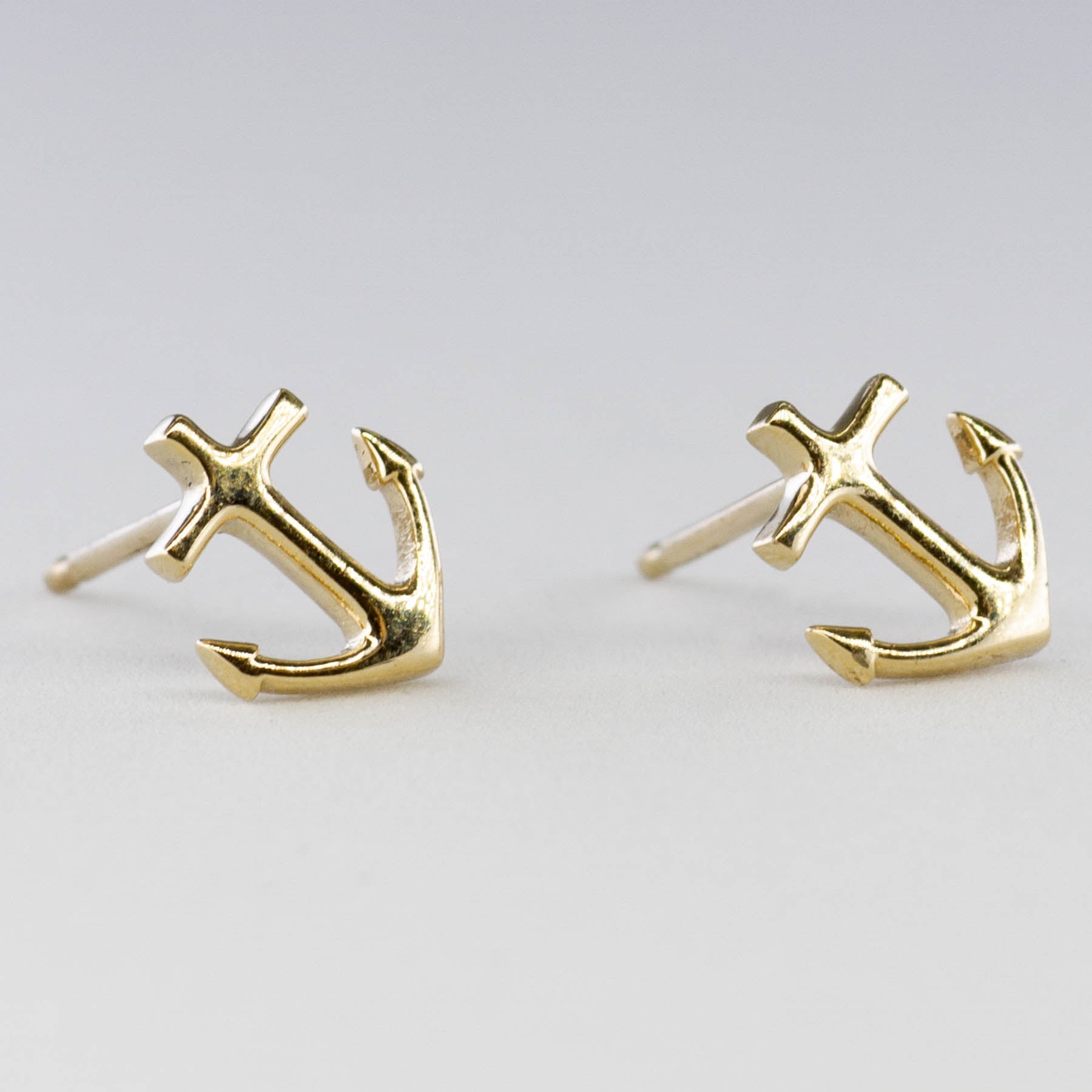 '100 Way' Yellow Gold Anchor Stud Earrings | - 100 Ways