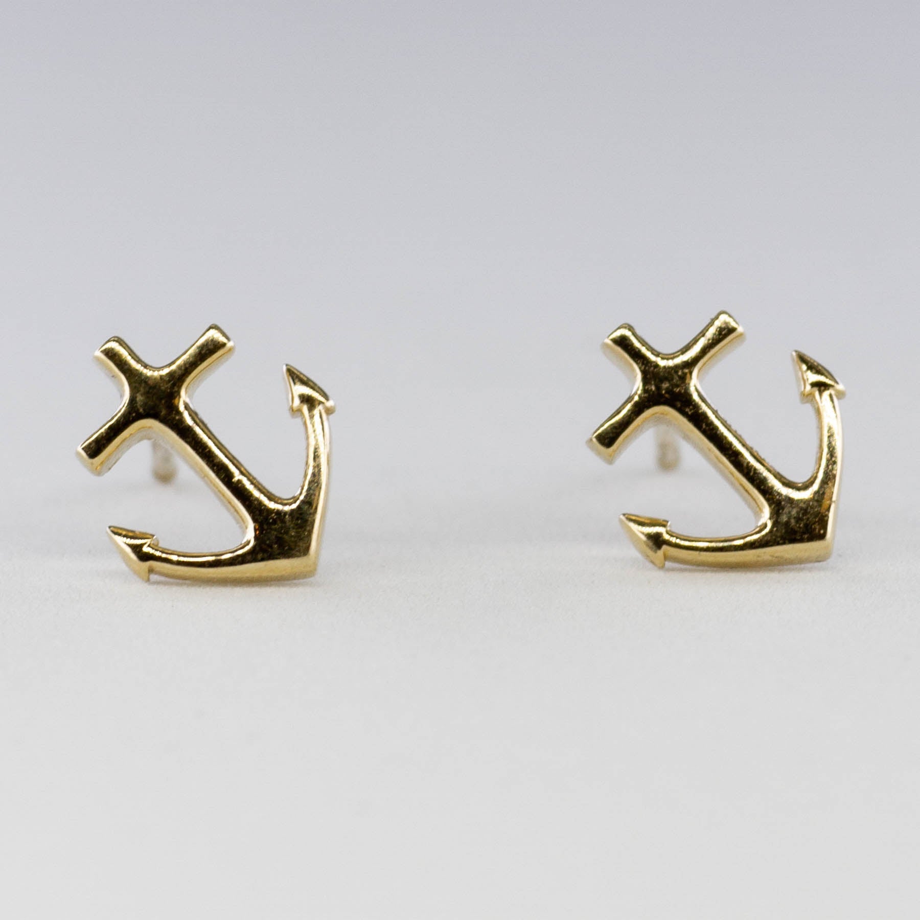 '100 Way' Yellow Gold Anchor Stud Earrings | - 100 Ways