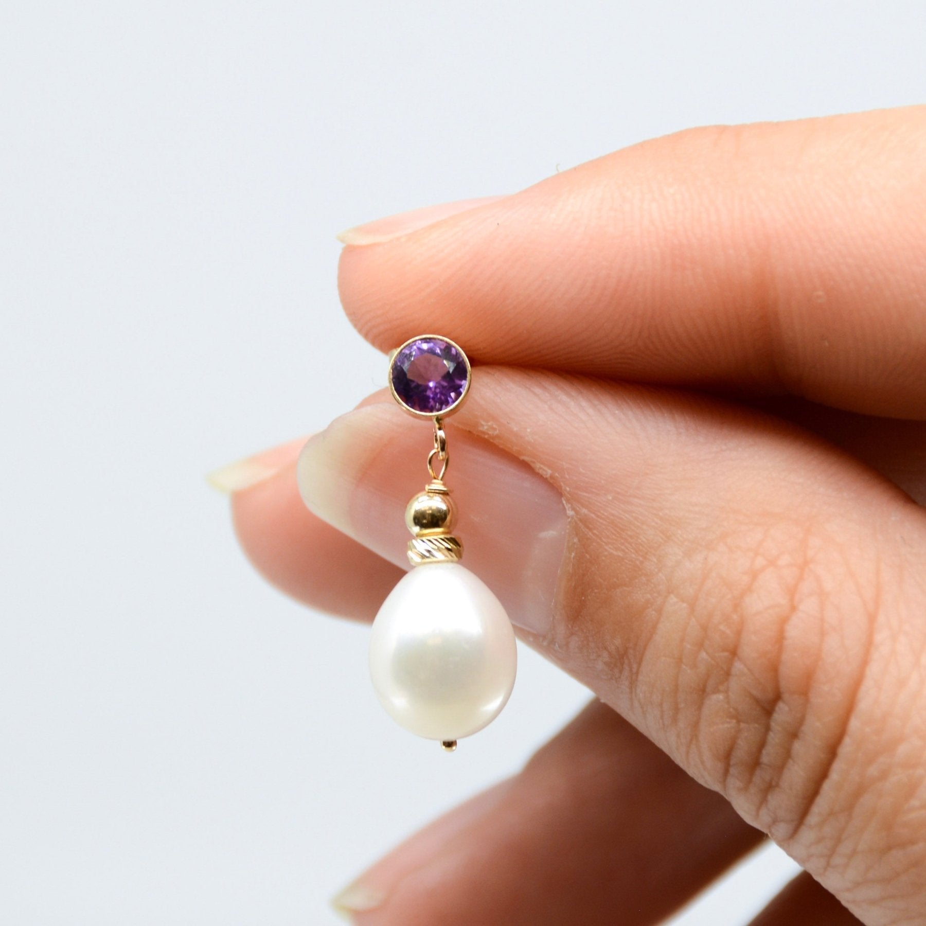 '100 Ways' Amethyst & Pearl Drop Earrings | 3.50ctw, 0.40ctw | - 100 Ways