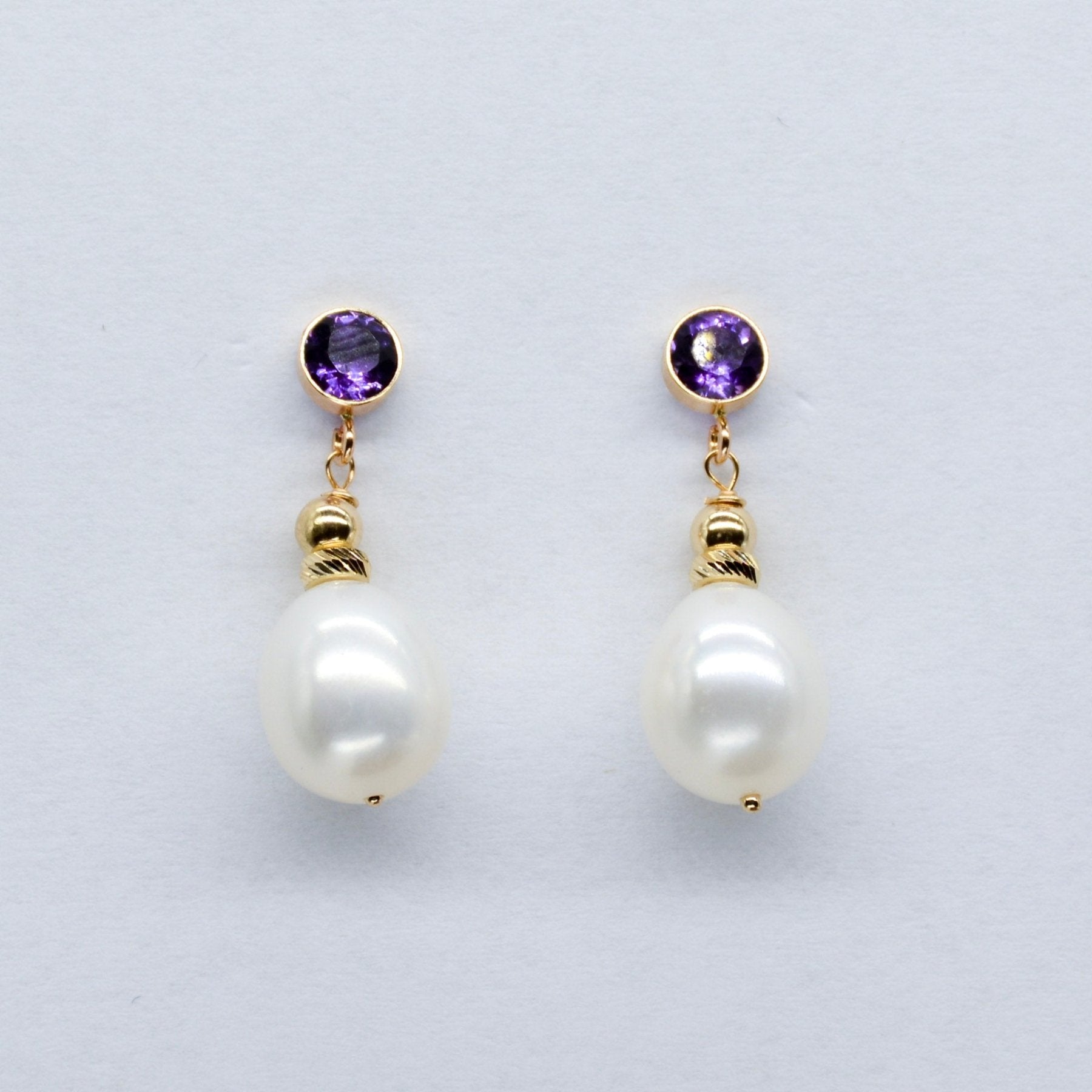 '100 Ways' Amethyst & Pearl Drop Earrings | 3.50ctw, 0.40ctw | - 100 Ways