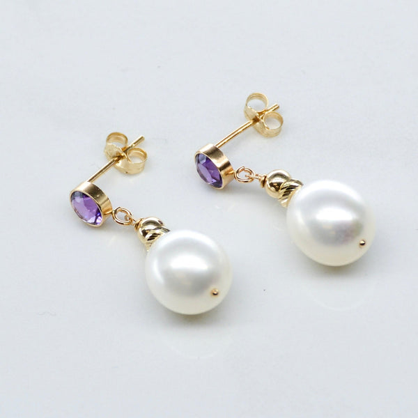 '100 Ways' Amethyst & Pearl Drop Earrings | 3.50ctw, 0.40ctw |