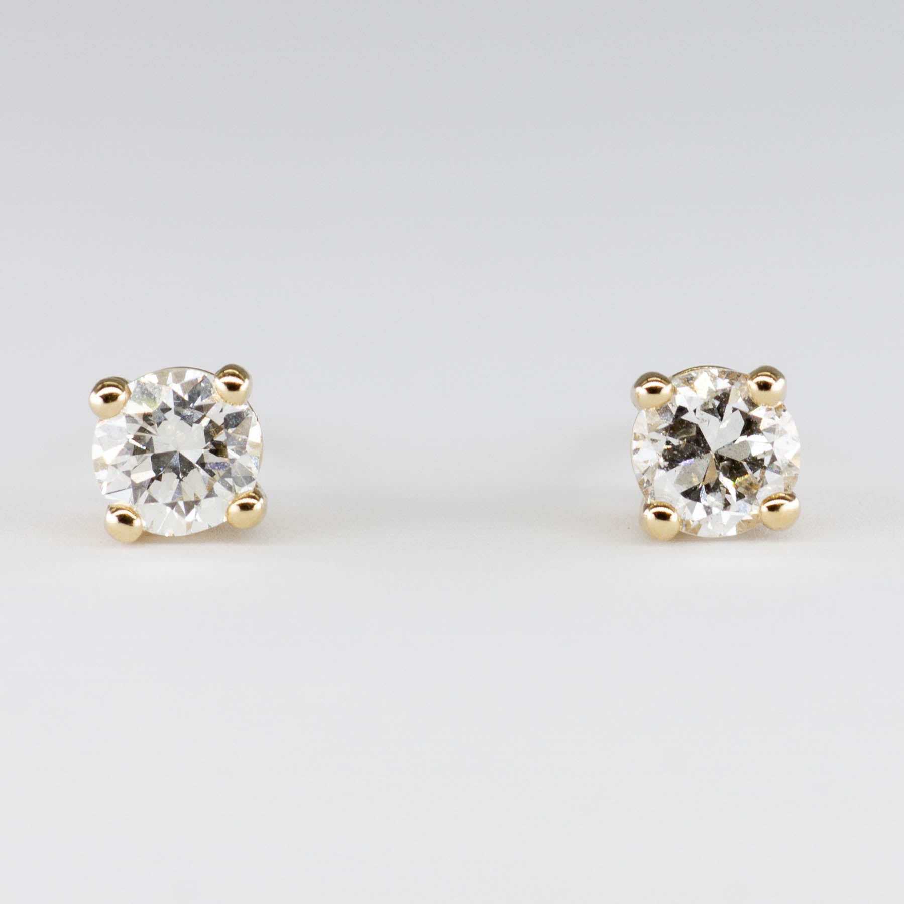 '100 Ways' Antique Transitional Cut Yellow Gold Diamond Studs | 0.58 ctw SI2 H | - 100 Ways