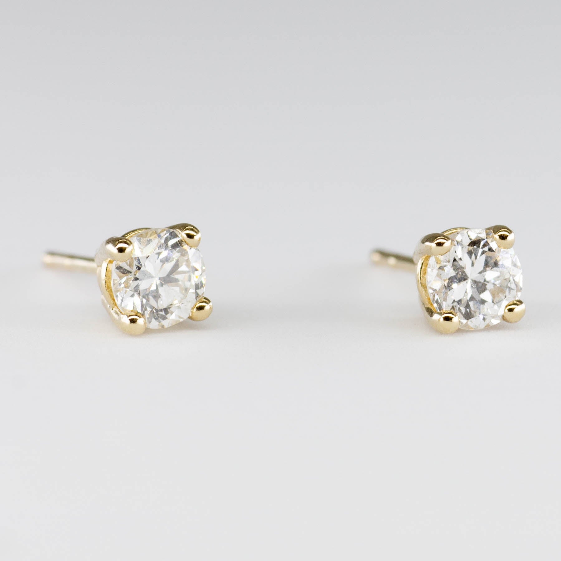 '100 Ways' Antique Transitional Cut Yellow Gold Diamond Studs | 0.58 ctw SI2 H | - 100 Ways