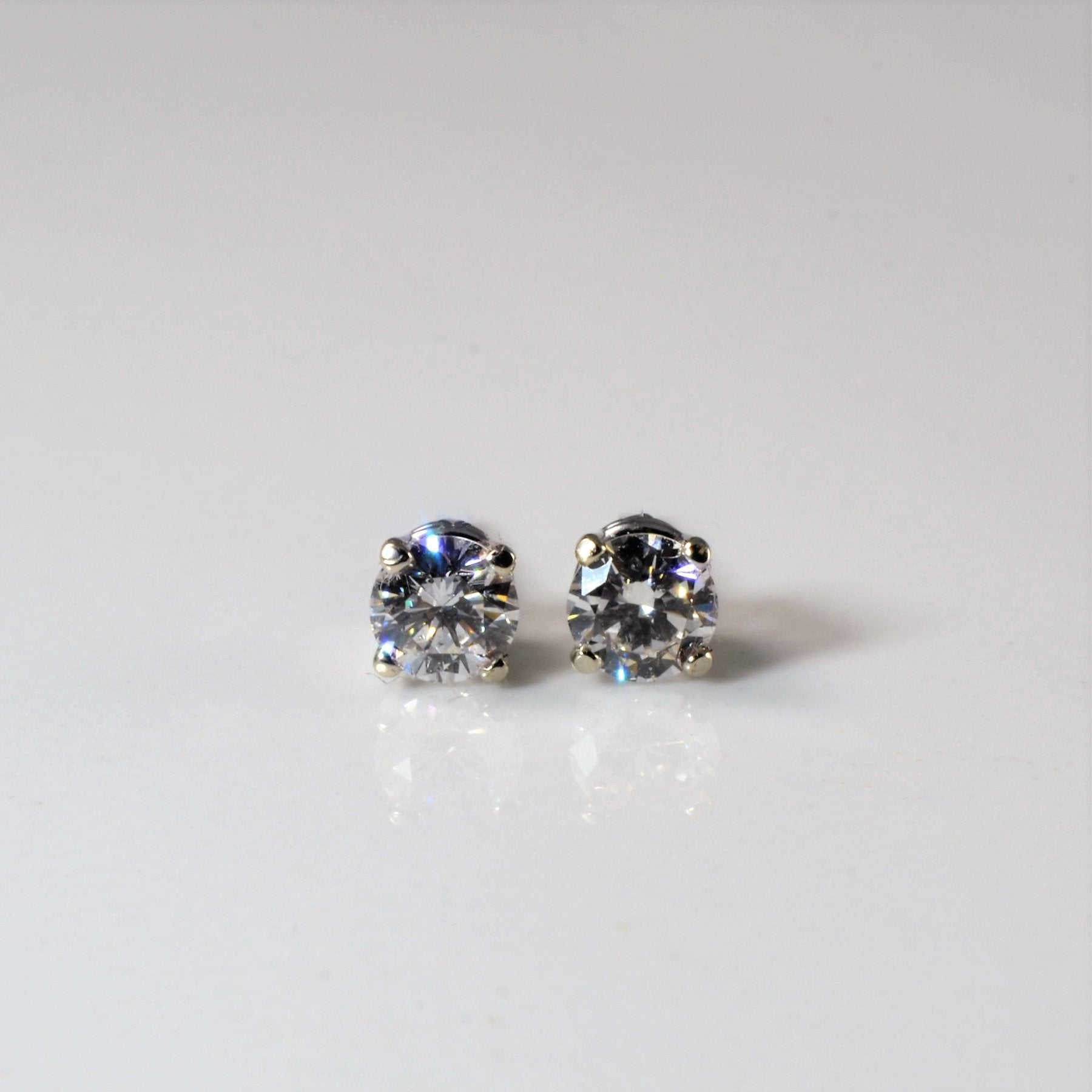'100 Ways' Classic Solitaire Diamond Stud Earrings | White Gold | Est. 0.50ctw | - 100 Ways