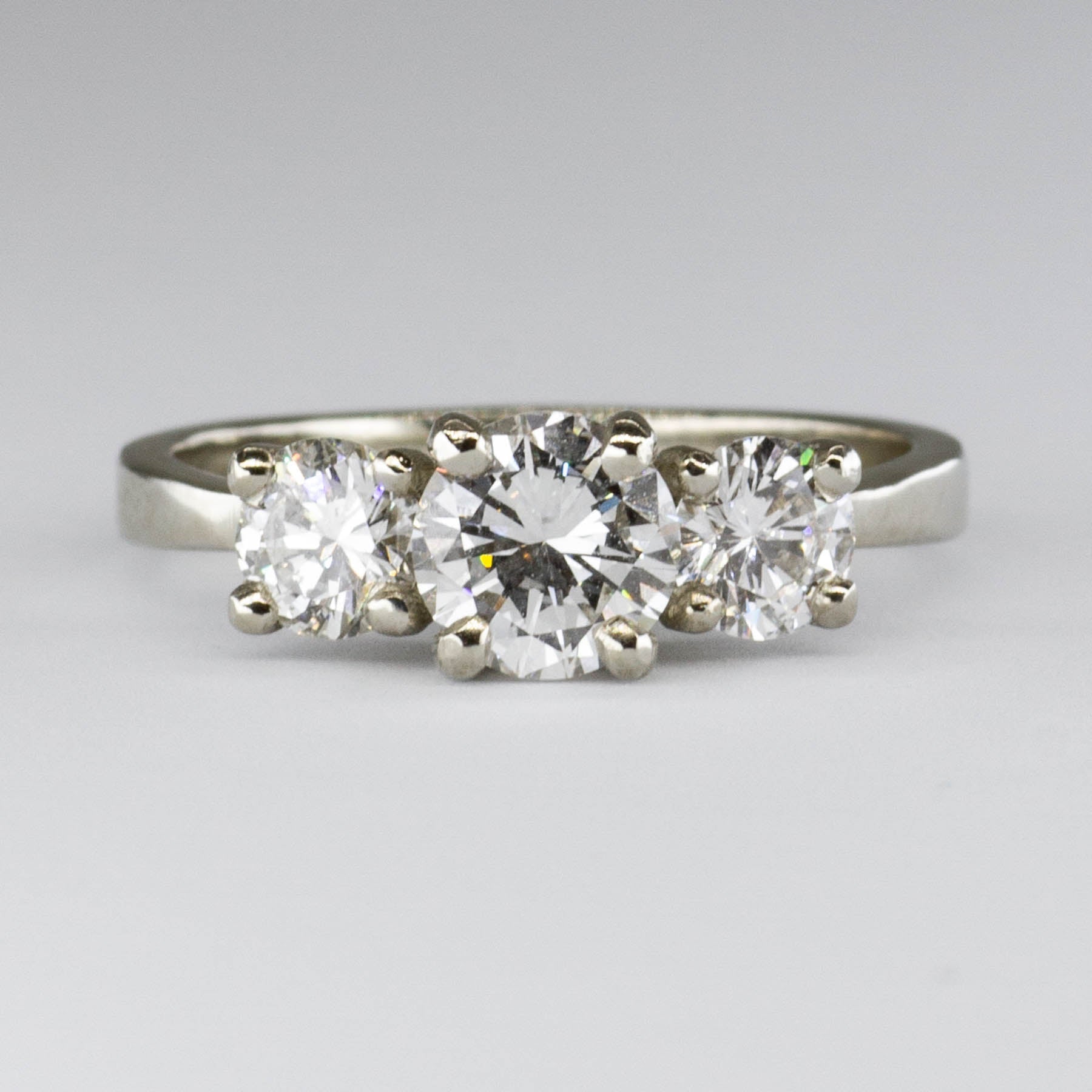 '100 Ways' GIA Certified Three Stone Diamond 18k Ring | 0.71 ctw SI1 E, 0.62 ctw | SZ 5.75 - 100 Ways