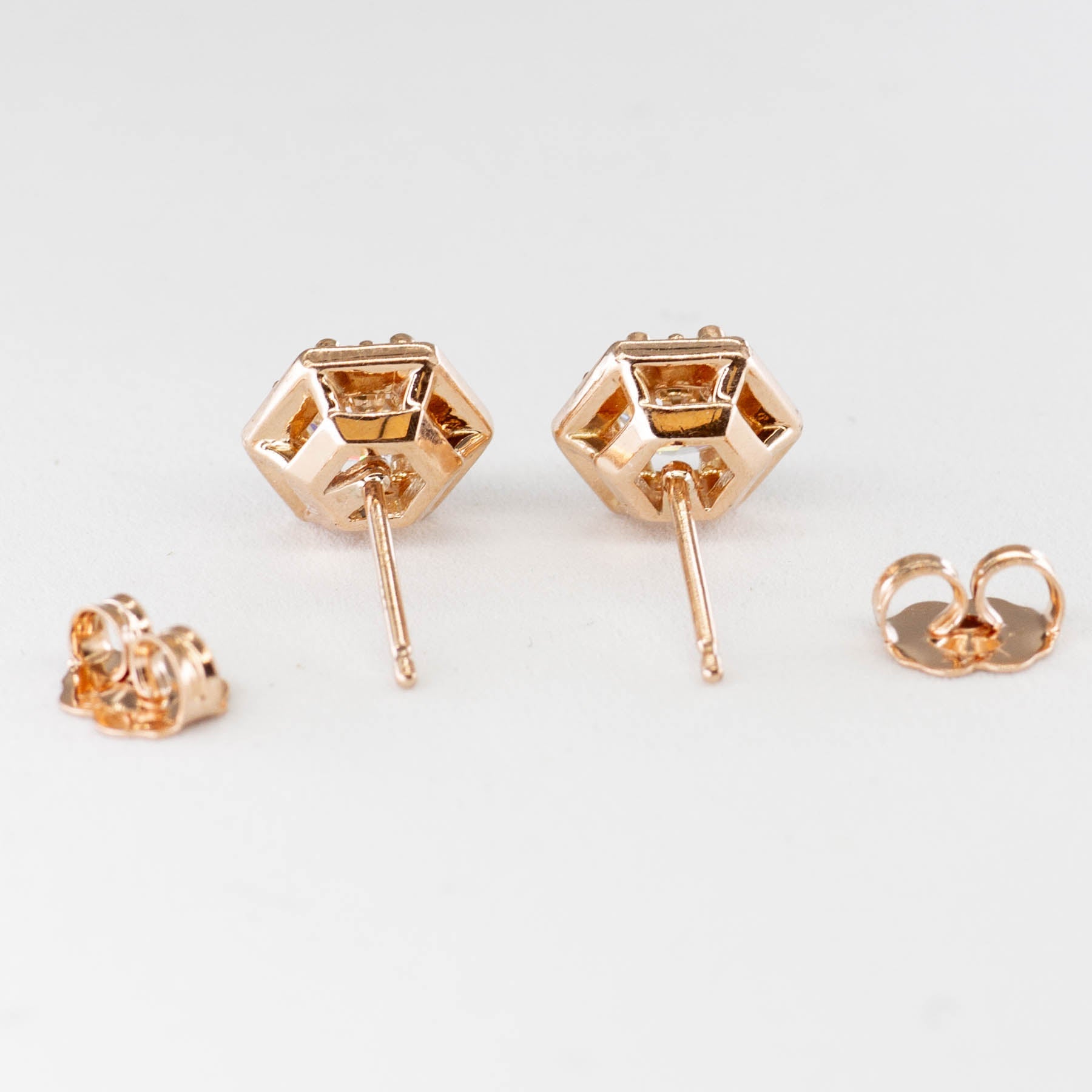 100 Ways' Hexagon Halo Diamond Stud Earrings in Rose Gold | Canadian Diamonds | 1.05 ctw - 100 Ways