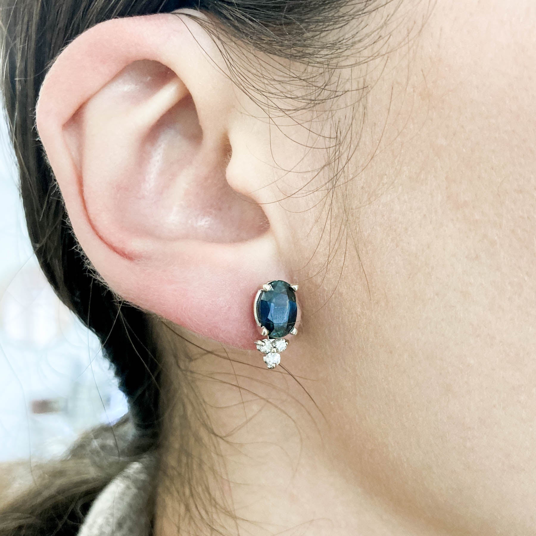 100 Ways' Oval Sapphire and Diamond Earrings | 3.18ctw, 0.21ctw | - 100 Ways