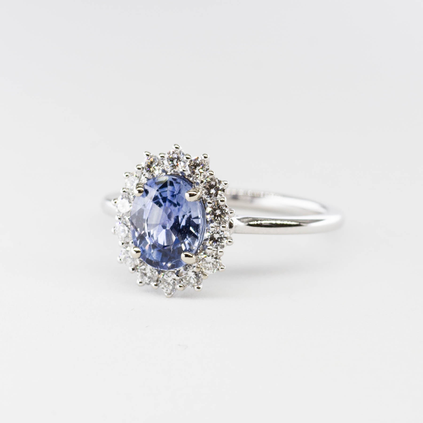 100 Ways' Oval Sapphire and Halo Diamond Ring | 1.62ct, 0.38ctw | SZ 6.75 | - 100 Ways