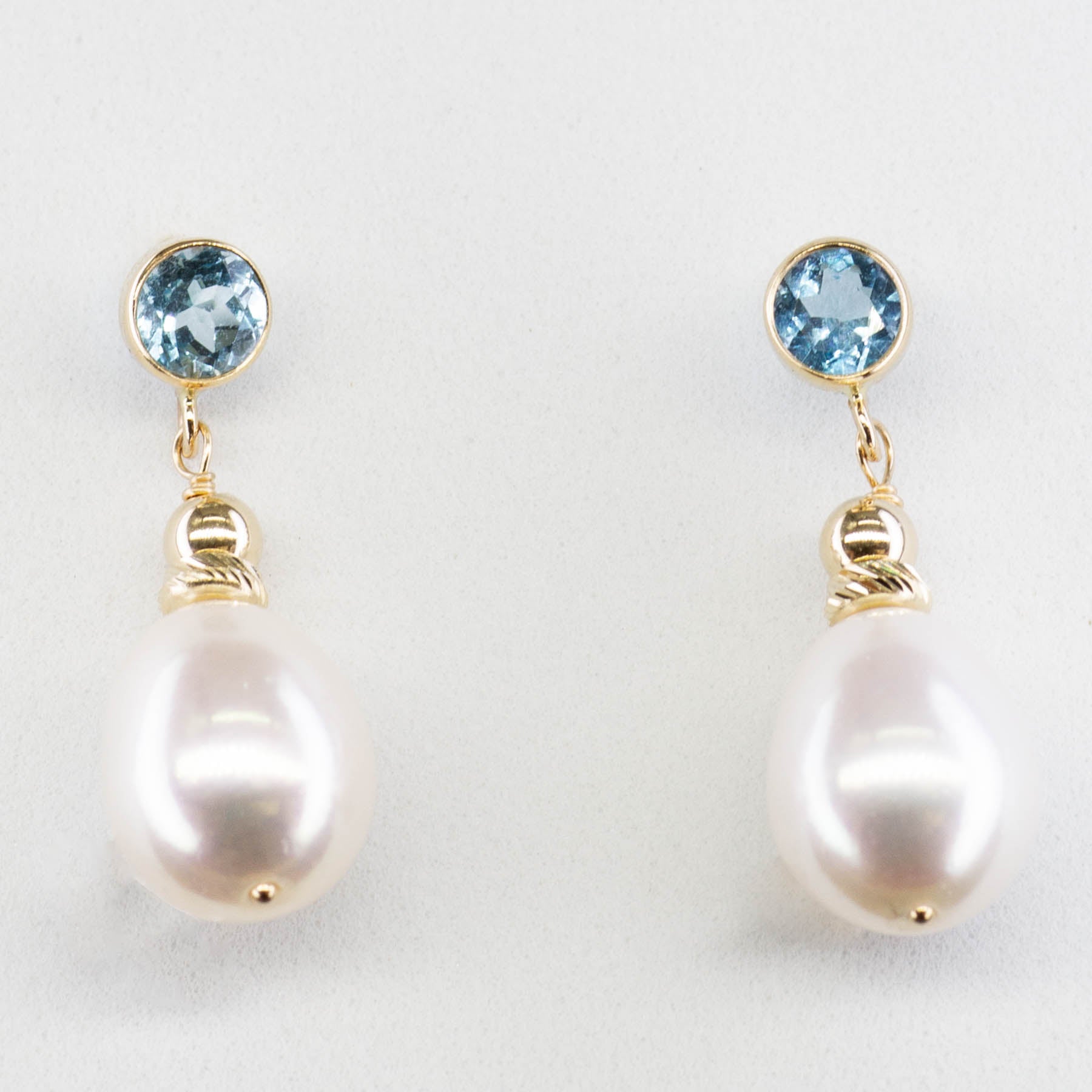 '100 Ways' Swiss Blue Topaz & Pearl Drop Earrings | 3.50ctw, 0.60ctw | - 100 Ways