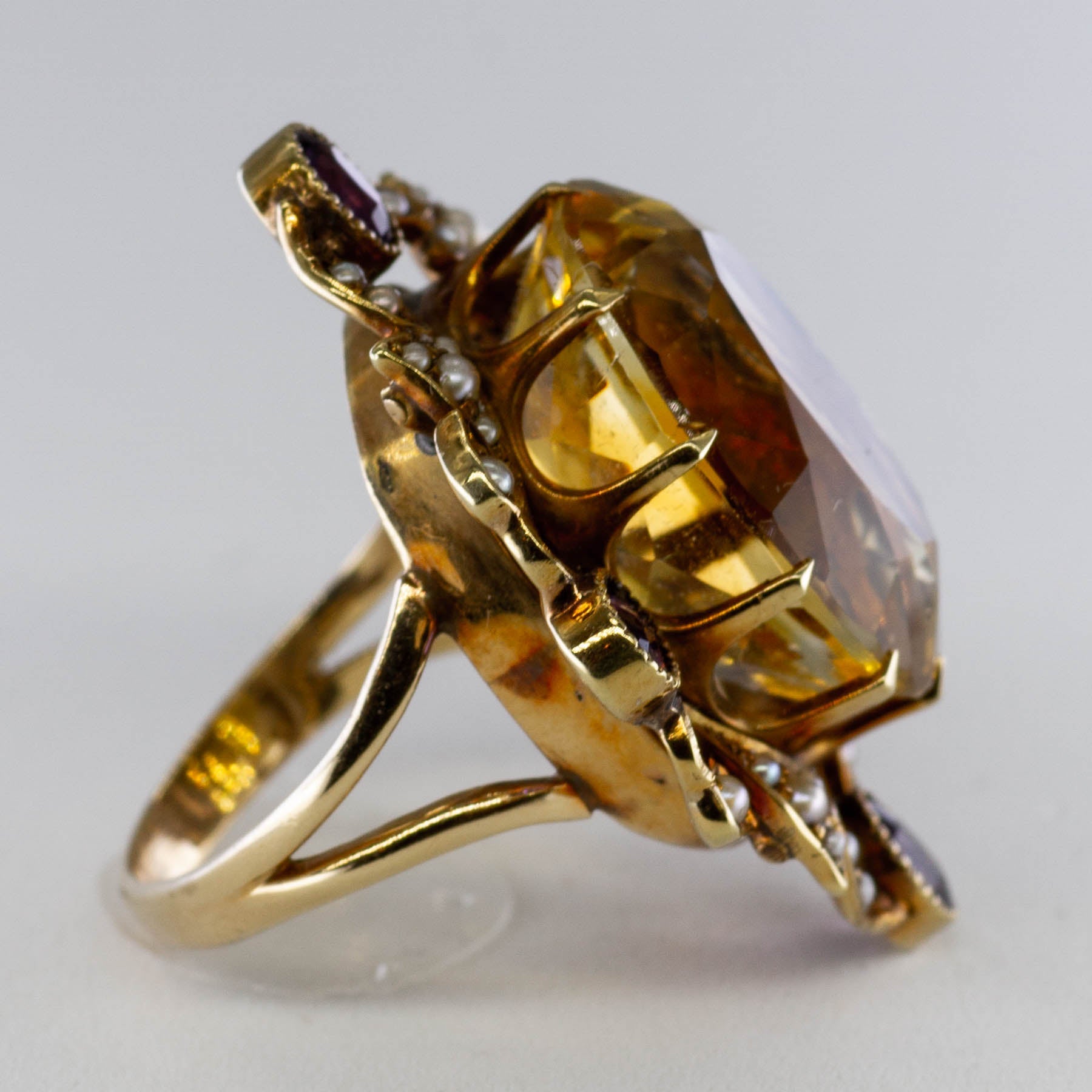 '100 Ways' Victorian Citrine Cocktail Ring | 13.15ct, 0.60ctw | SZ 5.5 | - 100 Ways