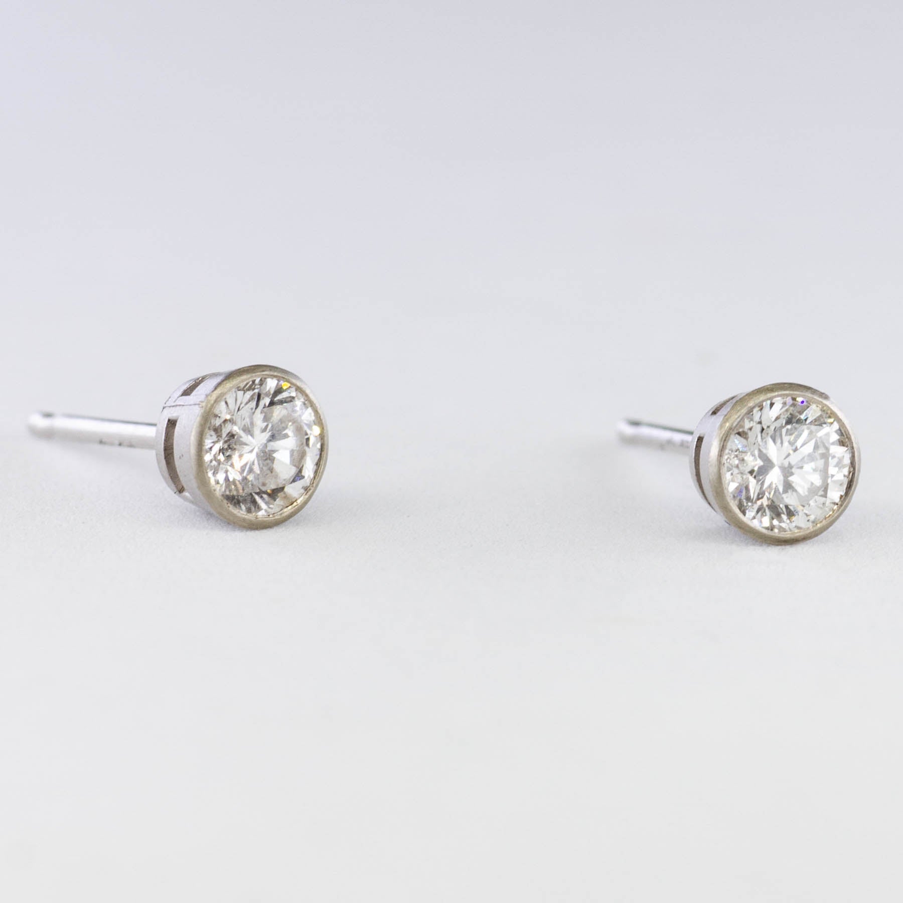 '100 Ways' White Gold Bezel Set Diamond Studs | 1/2 ctw | - 100 Ways
