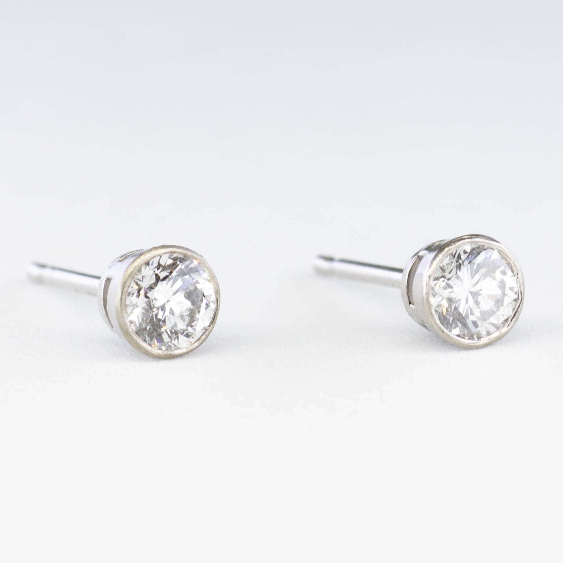 '100 Ways' White Gold Bezel Set Diamond Studs | 1/3 ctw | - 100 Ways