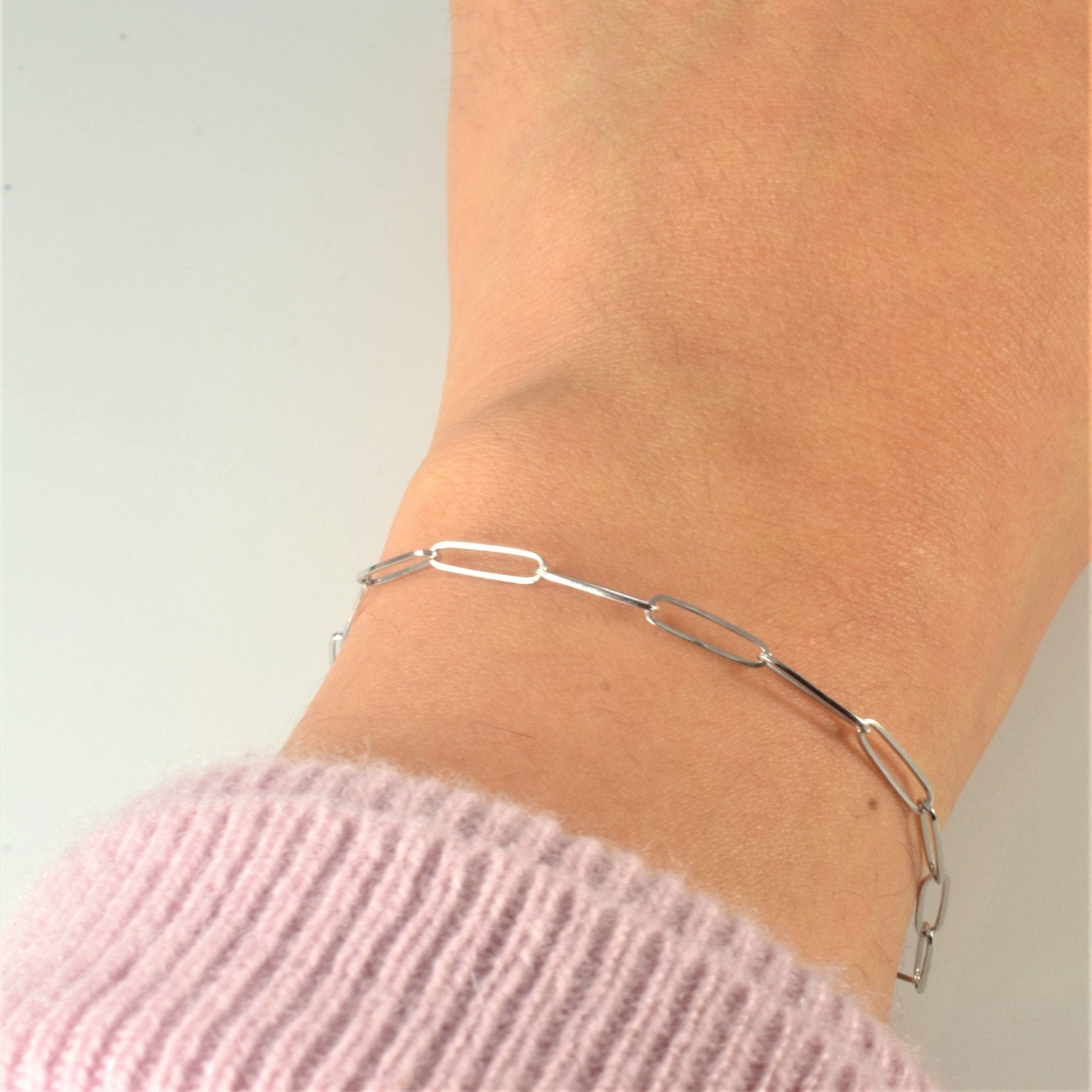 '100 Ways' White Gold Paperclip Chain Bracelet | 7" | - 100 Ways