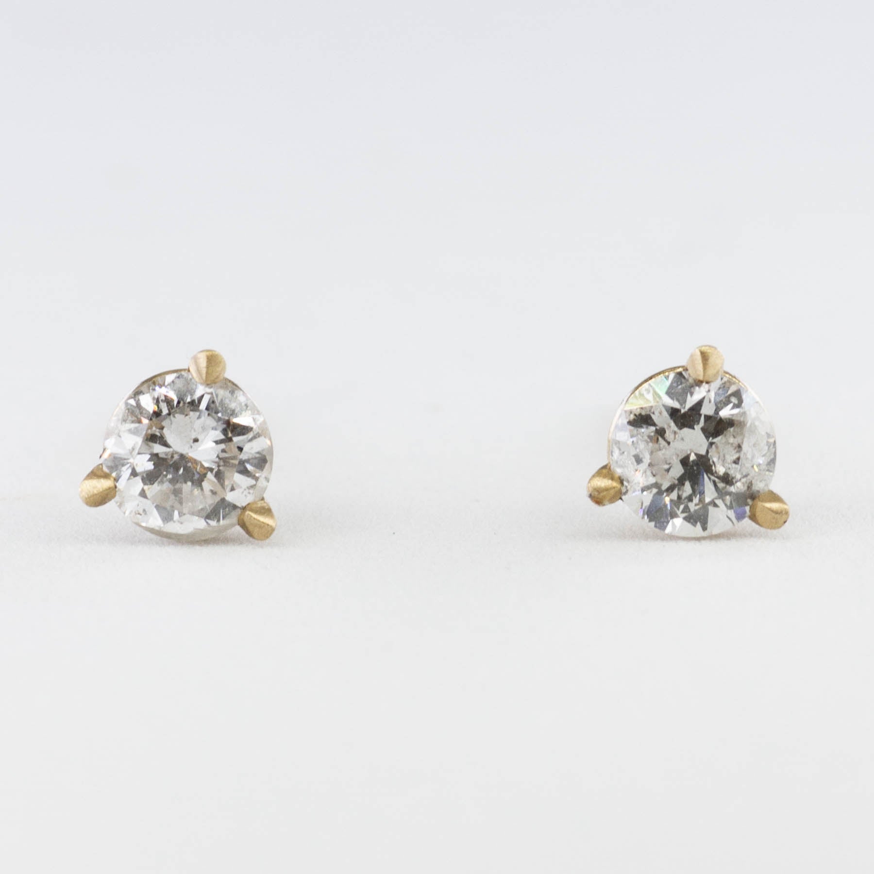 '100 Ways' Yellow Gold Diamond Three Prong Martini Studs | 0.45 ctw | - 100 Ways