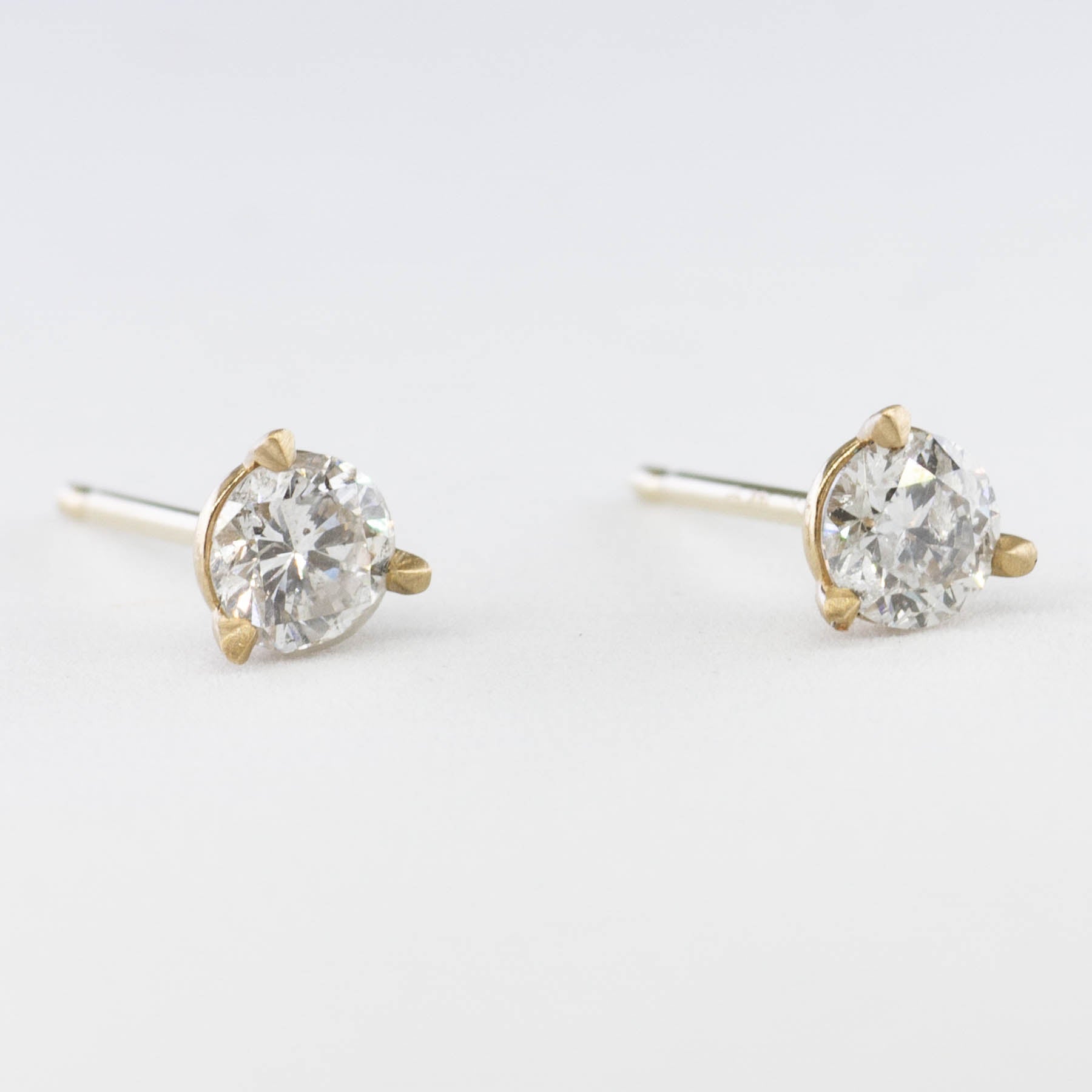 '100 Ways' Yellow Gold Diamond Three Prong Martini Studs | 0.45 ctw | - 100 Ways