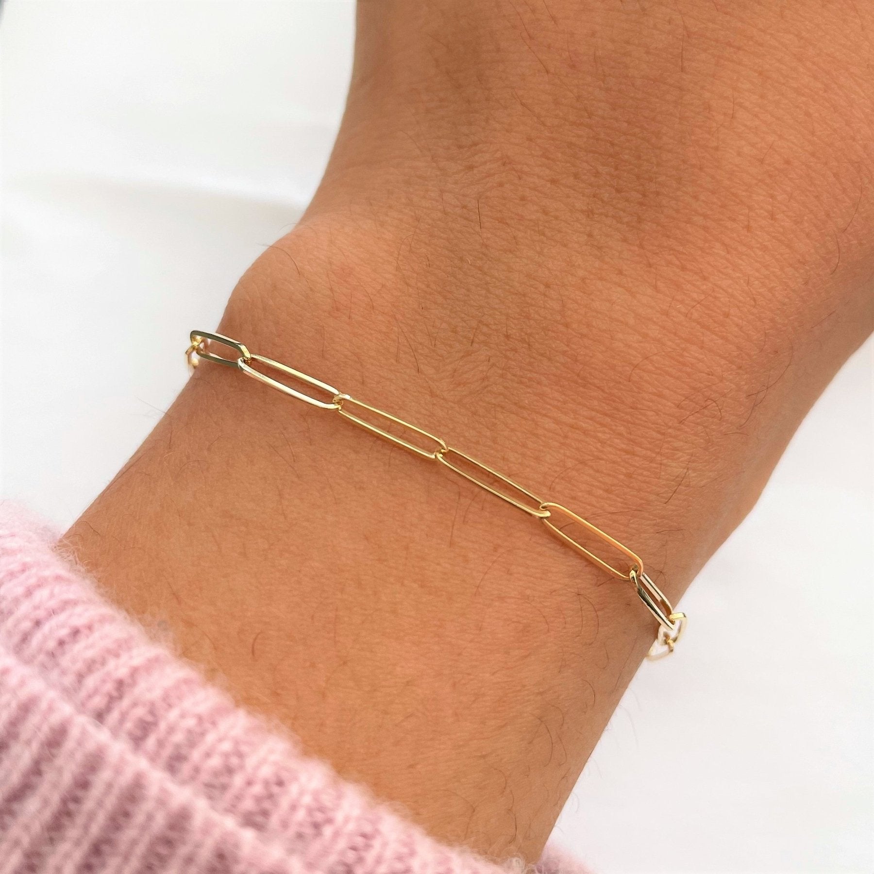 '100 Ways' Yellow Gold Paperclip Chain Bracelet | 7