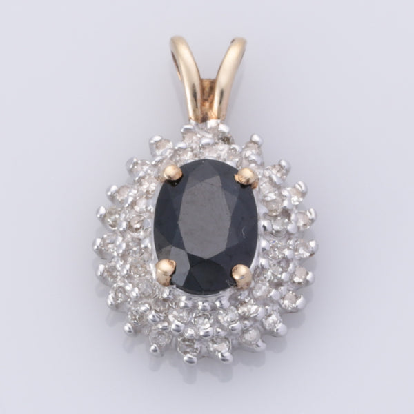 10K Yellow Gold Sapphire and Diamond Pendant | 0.867ct, 0.225ctw