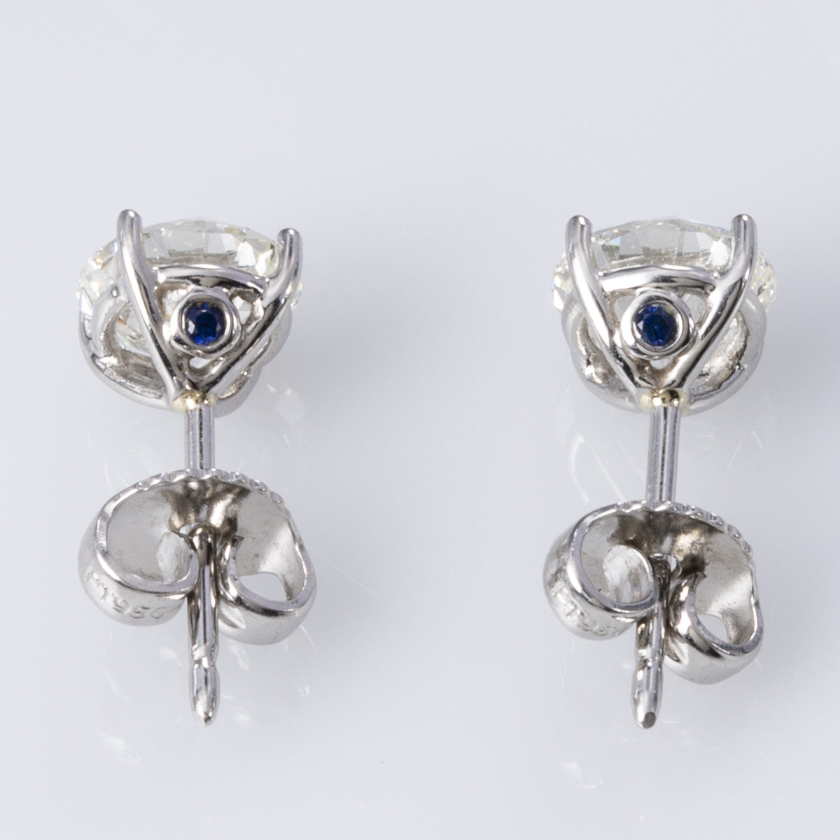 Platinum Diamond Stud Earrings with Hidden Sapphires | 2.10ctw