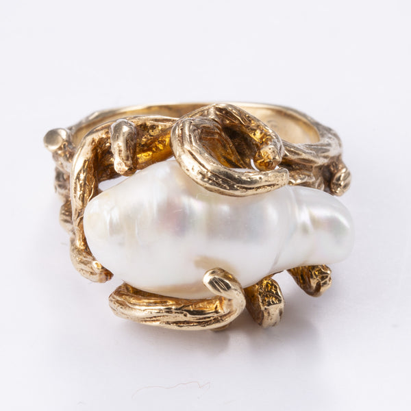 10k Yellow Gold Baroque Pearl Ring | SZ 6.25