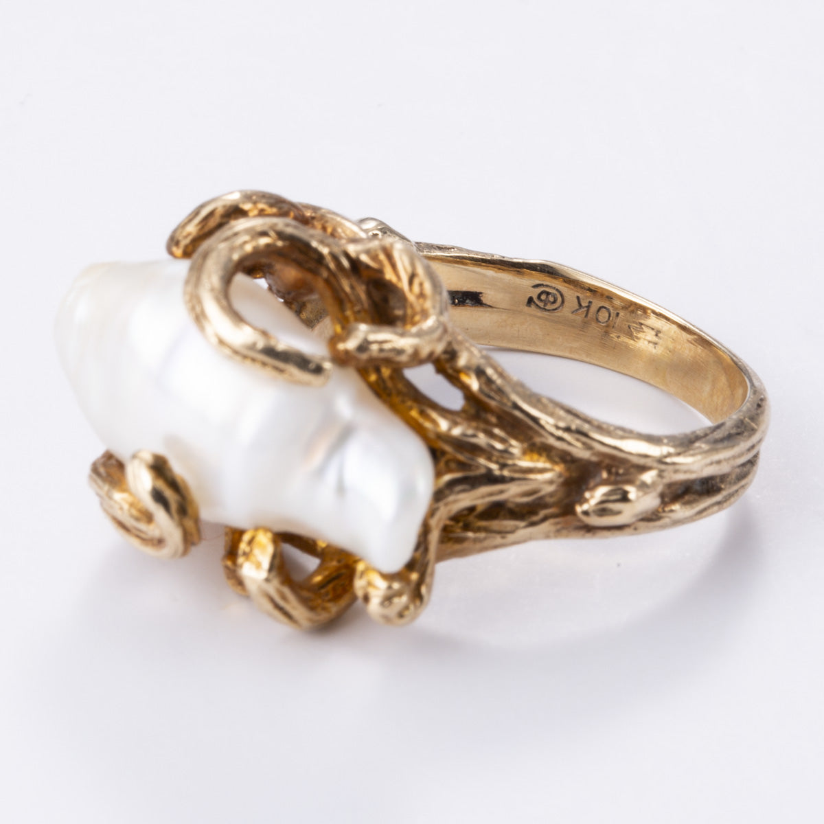 10k Yellow Gold Baroque Pearl Ring | SZ 6.25