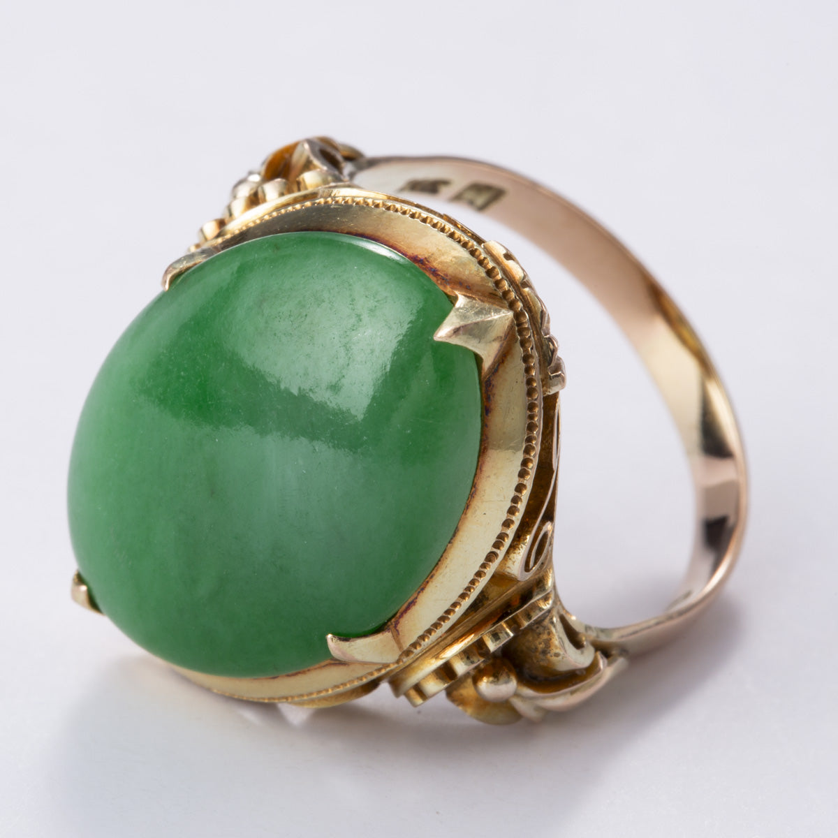14k Yellow Gold Jadeite Ring |5.35ct | Sz 5.75