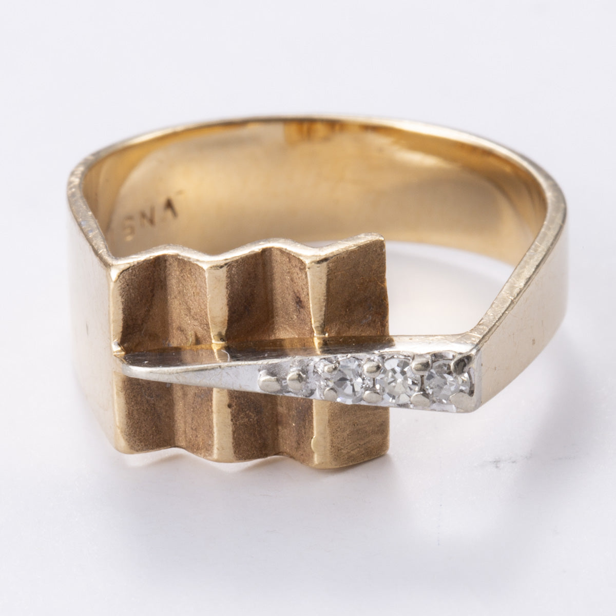 Bague en or jaune 14 carats sertie de diamants | 0,05 ct | Taille 5 
