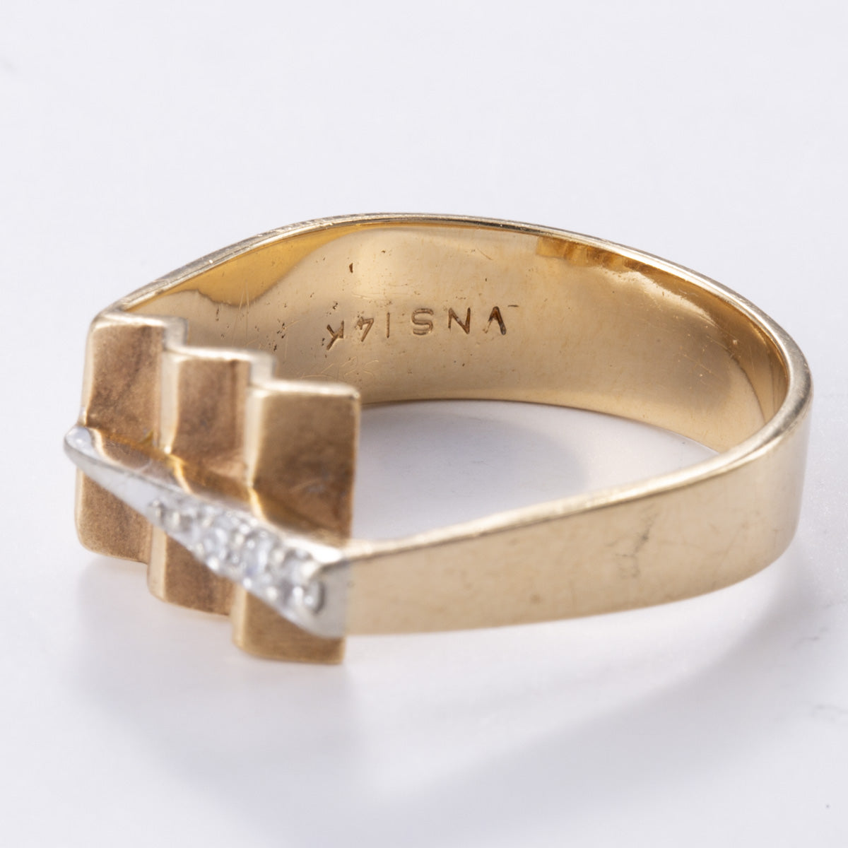 Bague en or jaune 14 carats sertie de diamants | 0,05 ct | Taille 5 