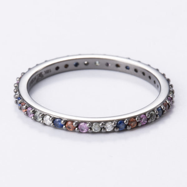 18k Gold Diamond and Multicolor Sapphire Ring | 0.07ctw, 0.33ctw | Sz 5