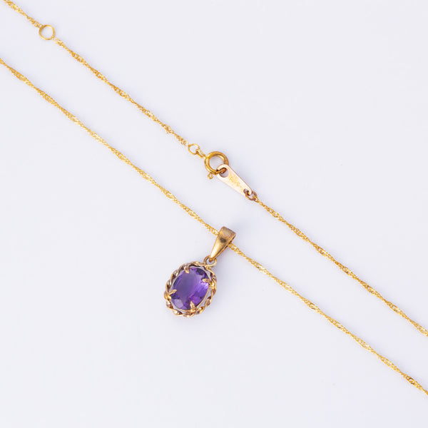 18k Yellow Gold Amethyst Necklace | 0.85ct | 15