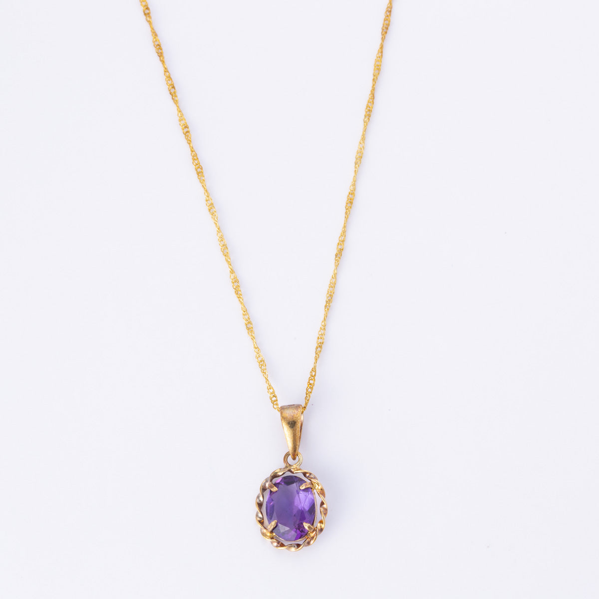 18k Yellow Gold Amethyst Necklace | 0.85ct | 15