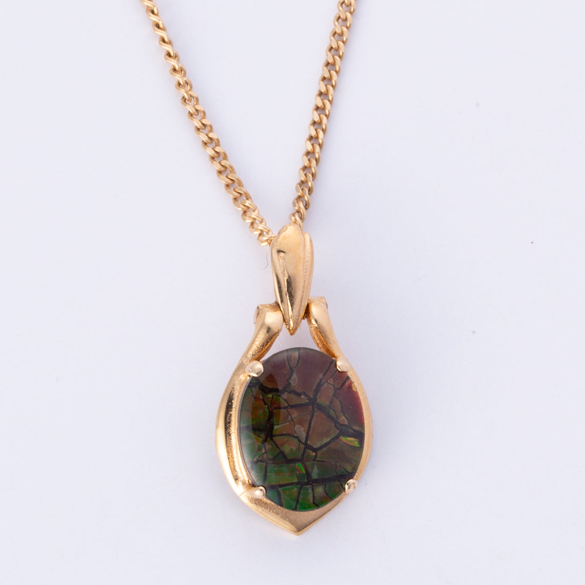 14k Yellow Gold Ammolite Triplet Necklace | 16"